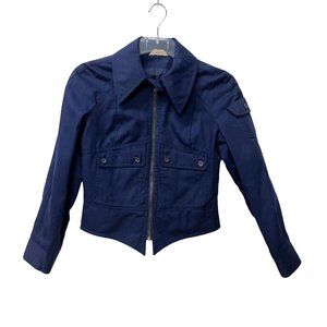 Vintage Jerold Jrs Navy Blue Jacket Cropped Coat Fitted Bomber